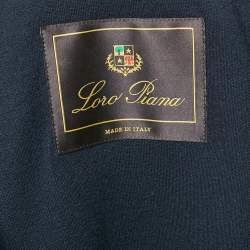 Pre Owned Loro Piana Navy Blue Synthetic High Neck Zip-Up Vest XL