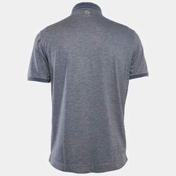 Pre Owned Loro Piana Blue Cotton Blend Polo T-Shirt M