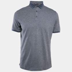 Pre Owned Loro Piana Blue Cotton Blend Polo T-Shirt M