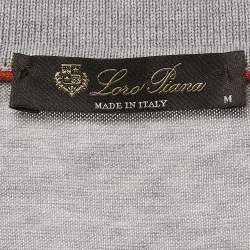 Pre Owned Loro Piana Grey Cotton Polo T-Shirt M