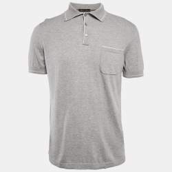 Pre Owned Loro Piana Grey Cotton Polo T-Shirt M