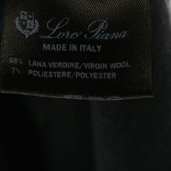 Pre Owned Loro Piana Navy Blue Wool Paneled Zip-Up Polo T-Shirt M