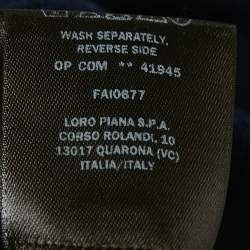 Pre Owned Loro Piana Navy Blue Wool Paneled Zip-Up Polo T-Shirt M