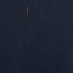 Pre Owned Loro Piana Navy Blue Wool Paneled Zip-Up Polo T-Shirt M