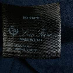 Pre Owned Loro Piana Navy Blue Silk Blend Crew Neck T-Shirt M