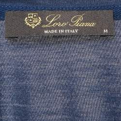 Pre Owned Loro Piana Navy Blue Silk Blend Crew Neck T-Shirt M