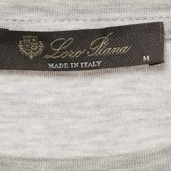 Pre Owned Loro Piana Grey Cotton Crew Neck T-Shirt M 