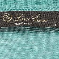 Pre Owned Loro Piana Green Cotton Blend Crew Neck T-Shirt M