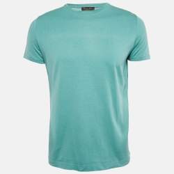 Pre Owned Loro Piana Green Cotton Blend Crew Neck T-Shirt M