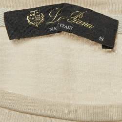 Pre Owned Loro Piana Beige Silk Blend Crew Neck T-Shirt S