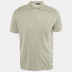 Pre Owned Loro Piana Light Green Silk Blend Polo T-Shirt M
