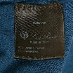 Loro Piana Blue Cashmere and Cotton Knit Hooded Leasure Bomber Jacket M