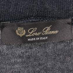 Pre Owned Loro Piana Blue Cashmere and Silk Knit Bomber Jacket M