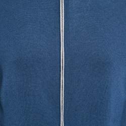 Pre Owned Loro Piana Blue Cashmere and Cotton Knit Hooded Leasure Bomber Jacket M