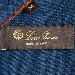 Pre Owned Loro Piana Blue Cashmere and Cotton Knit Hooded Leasure Bomber Jacket M
