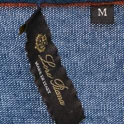 Pre Owned Loro Piana Blue Cashmere and Cotton Knit Hooded Leasure Bomber Jacket M