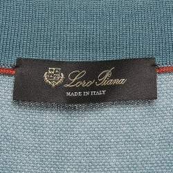 Pre Owned Loro Piana Blue Silk Full Sleeve Polo T-Shirt L
