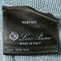 Pre Owned Loro Piana Blue Silk Full Sleeve Polo T-Shirt L