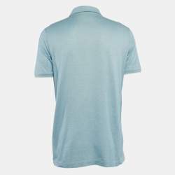 Pre Owned Loro Piana Blue Silk Blend Polo T-Shirt M