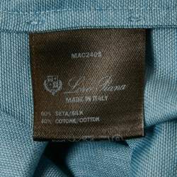 Pre Owned Loro Piana Blue Silk Blend Polo T-Shirt M
