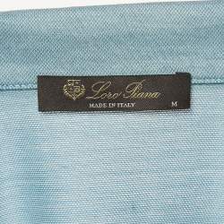 Pre Owned Loro Piana Blue Silk Blend Polo T-Shirt M