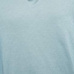 Pre Owned Loro Piana Blue Silk Blend Polo T-Shirt M