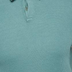 Pre Owned Loro Piana Blue Cotton Blend Full Sleeve Polo T-Shirt L