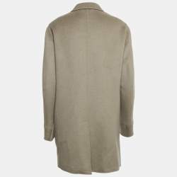 Pre Owned Loro Piana Khaki Brown Wool Single Breasted Long Overcoat XL
