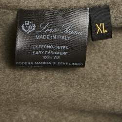 Pre Owned Loro Piana Khaki Brown Wool Single Breasted Long Overcoat XL