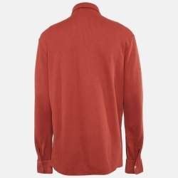 Loro Piana Rust Orange Cotton Pique Full Sleeve Polo T-Shirt XXXL
