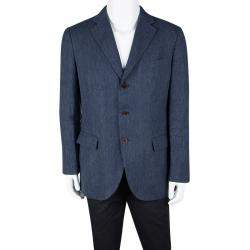 Pre Owned Loro Piana Blue Linen Tailored Blazer L