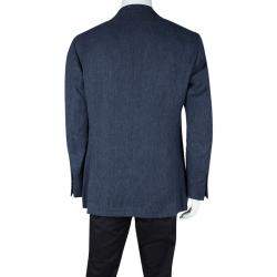 Pre Owned Loro Piana Blue Linen Tailored Blazer L