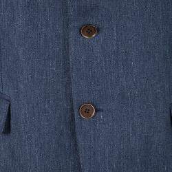 Pre Owned Loro Piana Blue Linen Tailored Blazer L