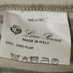 Pre Owned Loro Piana Grey Stripe Linen Short Sleeve Shirt XL