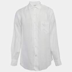 Pre Owned Loro Piana White Linen Long Sleeve Shirt XL
