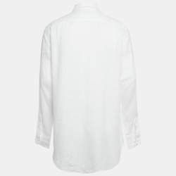 Pre Owned Loro Piana White Linen Long Sleeve Shirt XL