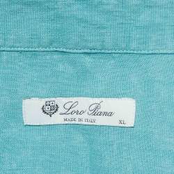 Pre Owned Loro Piana Blue Linen Short Sleeve Shirt XL