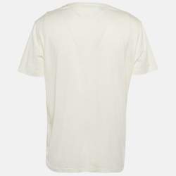 Pre Owned Loro Piana Off White Silk Jersey Crew Neck T-Shirt XXL