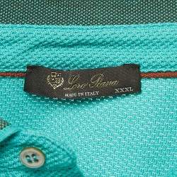 Pre Owned Loro Piana Blue Cotton Pique Polo T-Shirt XXXL