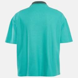 Pre Owned Loro Piana Blue Cotton Pique Polo T-Shirt XXXL