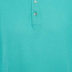 Pre Owned Loro Piana Blue Cotton Pique Polo T-Shirt XXXL