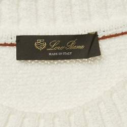 Pre Owned Loro Piana White Cotton Applique Detail Jumper XXXL