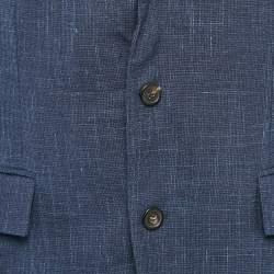 Pre Owned Loro Piana Navy Blue Wool Single Breasted Blazer XXL
