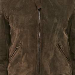 Loro Piana Brown Suede and Shealing Zip-Up Jacket S