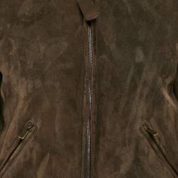 Loro Piana Brown Suede and Shealing Zip-Up Jacket S