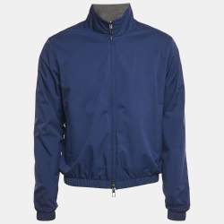 Loro Piana Blue Nylon Zip-Up Reversible Bomber Jacket S