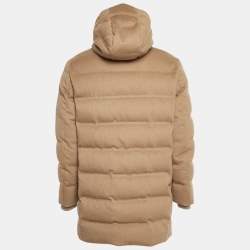 Pre Owned Loro Piana Brown Cashmere Quilted Down Parka S