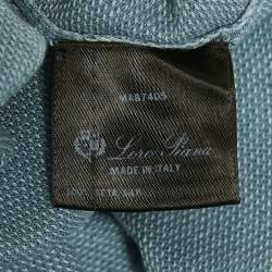 Pre Owned Loro Piana Blue Silk Jersey Full Sleeve Polo T-Shirt L