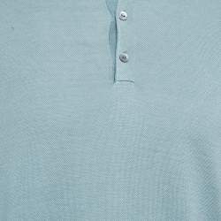 Pre Owned Loro Piana Blue Silk Jersey Full Sleeve Polo T-Shirt L