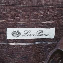 Pre Owned Loro Piana Purple Striped Linen Long Sleeve Shirt XL
